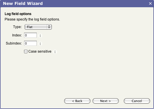 New field wizard log field options