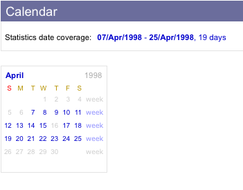 Sawmill Calendar screen shot